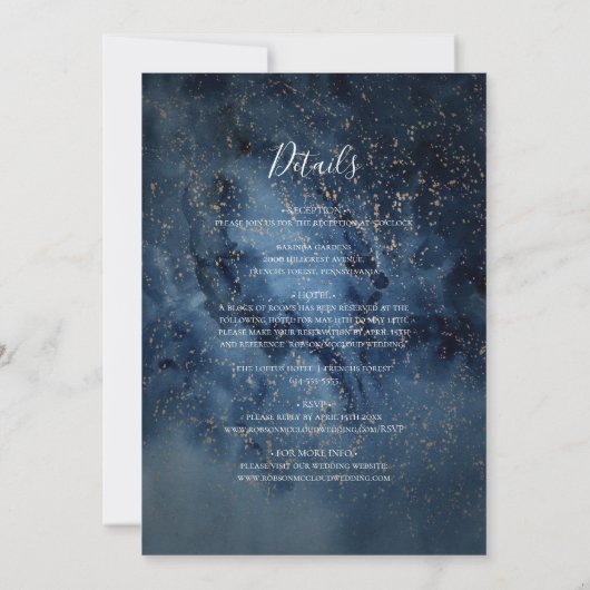 Invitation Ciel nocturne céleste | Gold All In One Mariage (Dos)