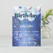 Invitation Ciel nocturne Étincelles Bleu & Blanc Ballons Anni (Debout devant)