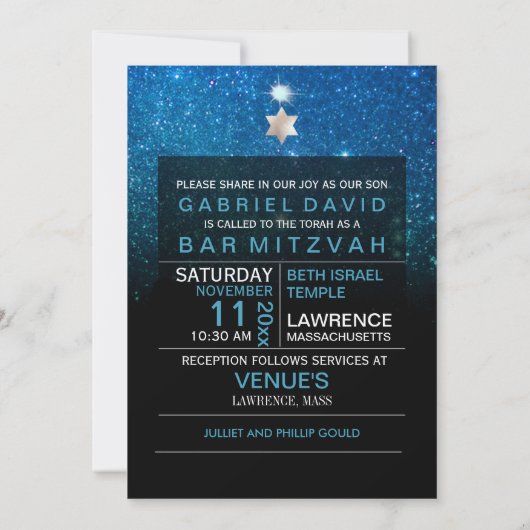 Invitation Ciel nocturne PixDezines/Turquoise/typographie/bar (Dos)