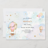 Invitation Ciel nuageux montgolfière anniversaire de enfant (Devant)