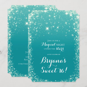 Invitation Ciel Nuit Étoilé Bleu Turquoise Céleste Douce 16 A