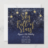 Invitation Ciel plein d'étoiles Starry Night Gold Blue Party (Devant)