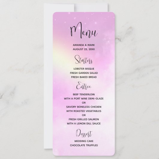 Invitation Ciel rose avec citron jaune arc-en-ciel Menu Maria (Devant)