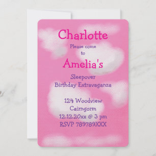 Invitation Ciel rose et nuages moelleux Anniversaire