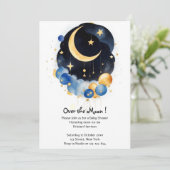Invitation Ciel scintillant Baby Shower Thème Lune & Étoiles (Debout devant)