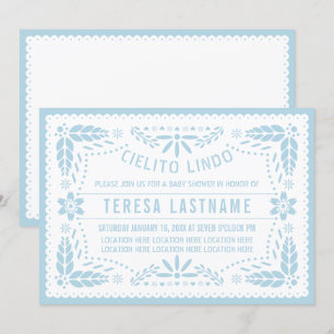 Invitation Cieliro Lindo Bébé bleu Mexicain bébé douche