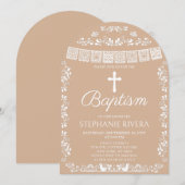 Invitation Cielito Lindo Arche de baptême beige (Devant / Derrière)