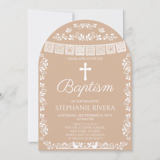 Invitation Cielito Lindo Arche de baptême beige (Devant)