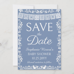 Invitation Cielito Lindo Baby Shower Dusty Blue Enregistrez l