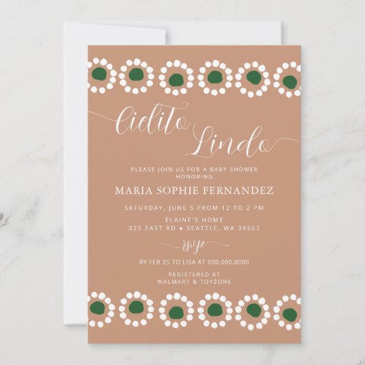 Invitation Cielito Lindo Baby shower mexicain Barro Boho (Devant)
