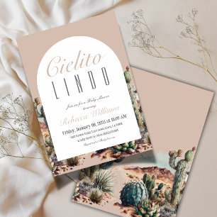 Invitation Cielito Lindo Baby shower mexicain de cactus beige