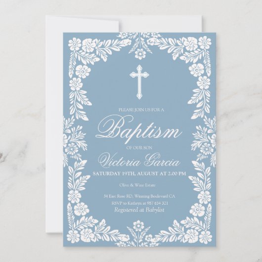 Invitation Cielito Lindo Baptême bébé bleu (Devant)