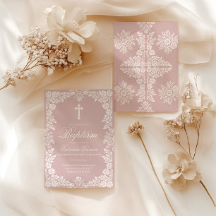 Invitation Cielito Lindo Baptême rose