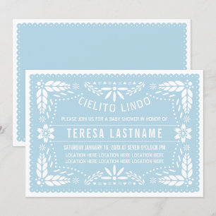 Invitation Cielito Lindo bébé bleu baby shower d'art mexicain