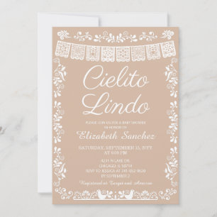 Invitation Cielito Lindo Beige Papel Picado Fête de Naissance