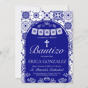 Invitation Cielito Lindo Bleu de Marine Bautizo Talavera