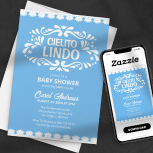 Invitation Cielito Lindo Blue Lace Baby shower Mexicaine fill