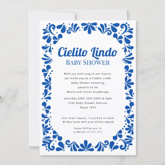 Invitation Cielito Lindo blue white all in one (Devant)