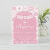 Invitation Cielito Lindo Blush Pink Bautizo Talavera (Debout devant)