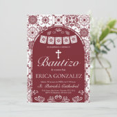 Invitation Cielito Lindo Burgundy Bautizo Talavera (Debout devant)