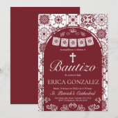 Invitation Cielito Lindo Burgundy Bautizo Talavera (Devant / Derrière)