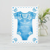 Invitation Cielito Lindo carrosserie bleu garçon baby shower (Debout devant)