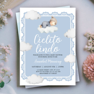Invitation Cielito Lindo Ciel bleu nuageux Baby Boy Douche