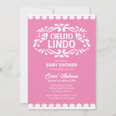 Invitation Cielito Lindo Dentelle rose Baby shower Mexicaine  (Devant)
