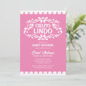 Invitation Cielito Lindo Dentelle rose Baby shower Mexicaine  (Debout devant)