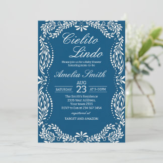Invitation Cielito lindo dusty blue Mexican baby shower