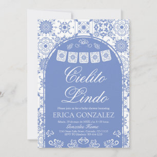 Invitation Cielito Lindo Garçon Baby Shower Bleu Papier Décou