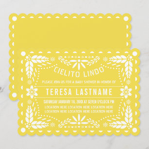 Invitation Cielito lindo jaune papillon baby shower picado