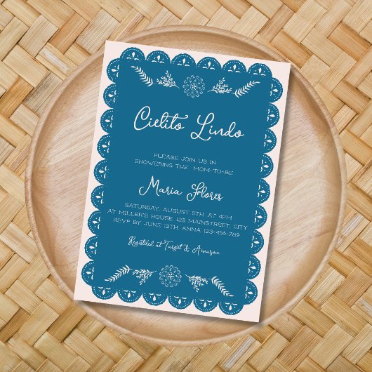 Invitation Cielito Lindo Mexicain Papier Picado Baby shower g