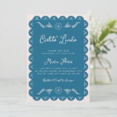 Invitation Cielito Lindo Mexicain Papier Picado Baby shower g (Debout devant)