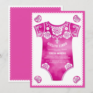 Invitation Cielito Lindo mignon carrosserie rose fille baby s