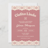 Invitation Cielito Lindo Papel Picado Baby shower fille rose (Devant)