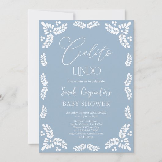 Invitation Cielito Lindo Papel Picado Baby shower Garçon (Devant)