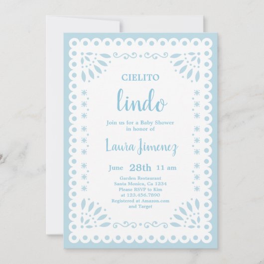 Invitation Cielito Lindo Papel Picado Baby shower Garçon (Devant)
