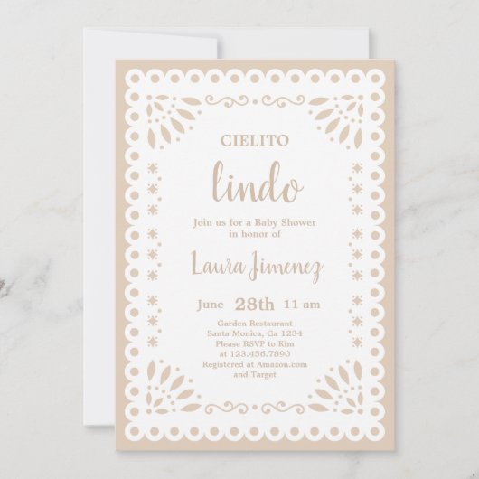 Invitation Cielito Lindo Papel Picado Baby shower Neutral (Devant)