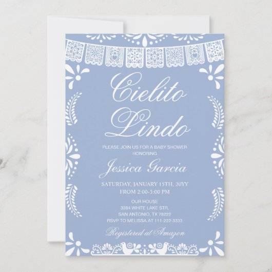 Invitation Cielito Lindo Papel Picado Boy Baby shower (Devant)