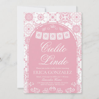 Invitation Cielito Lindo Papel Picado Girl Baby Shower Pink