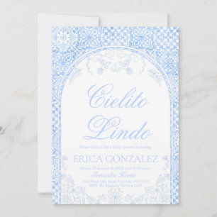 Invitation Cielito Lindo Papier Découpé Baby Shower Bleu Pous