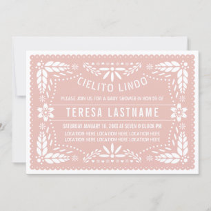 Invitation Cielito Lindo papier découpé fête de bébé fille