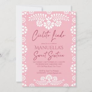 Invitation Cielito lindo rose fête d'anniversaire mexicaine s