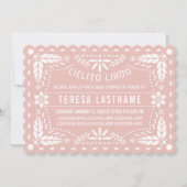Invitation Cielito Lindo rose or papillon picado baby shower (Devant)