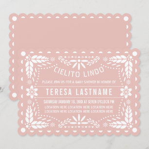 Invitation Cielito Lindo rose or papillon picado baby shower