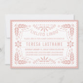 Invitation Cielito Lindo rose papillon picado bébé douche (Devant)