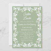 Invitation Cielito Lindo Sage Green Baptism & First Birthday (Devant)