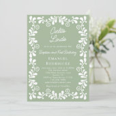 Invitation Cielito Lindo Sage Green Baptism & First Birthday (Debout devant)