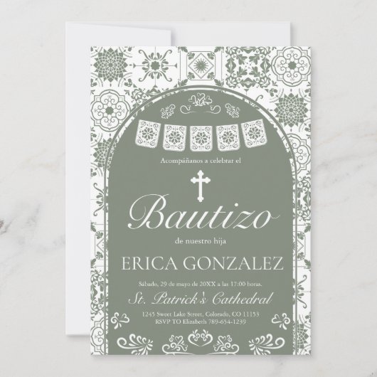 Invitation Cielito Lindo Sage Green Talavera (Devant)